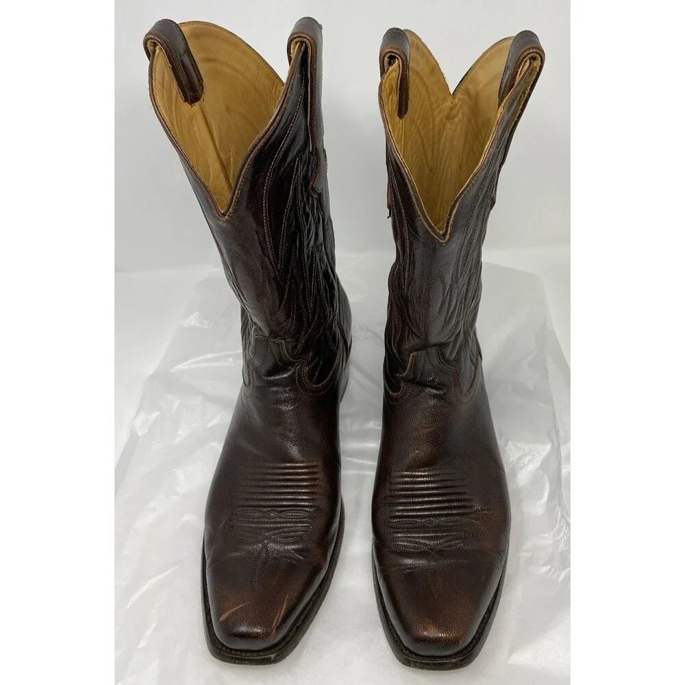 JRC & Sons Creed Goat Leather Western Cowboy Boots Men's 10.5D Brown 10.5 D